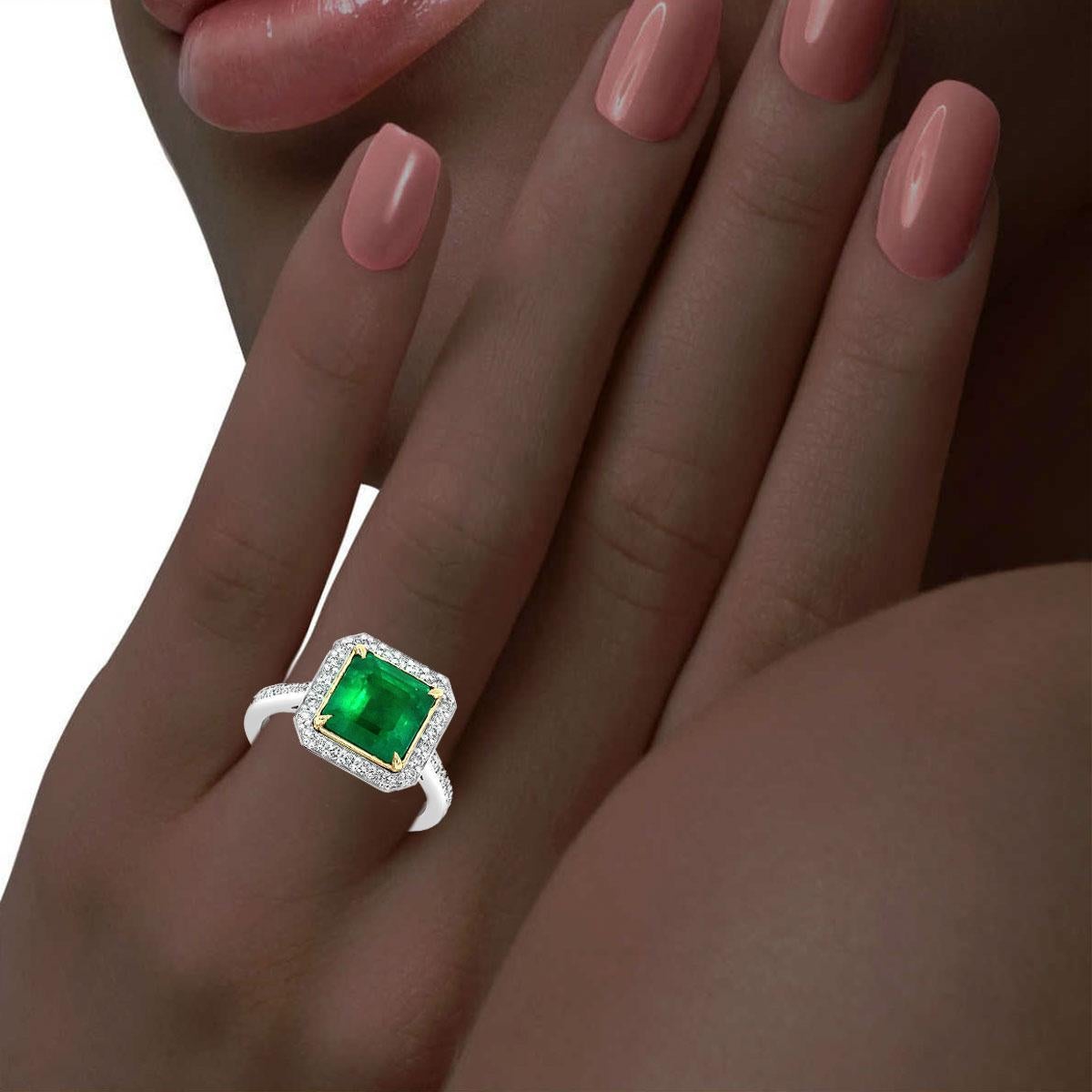 green emerald square ring