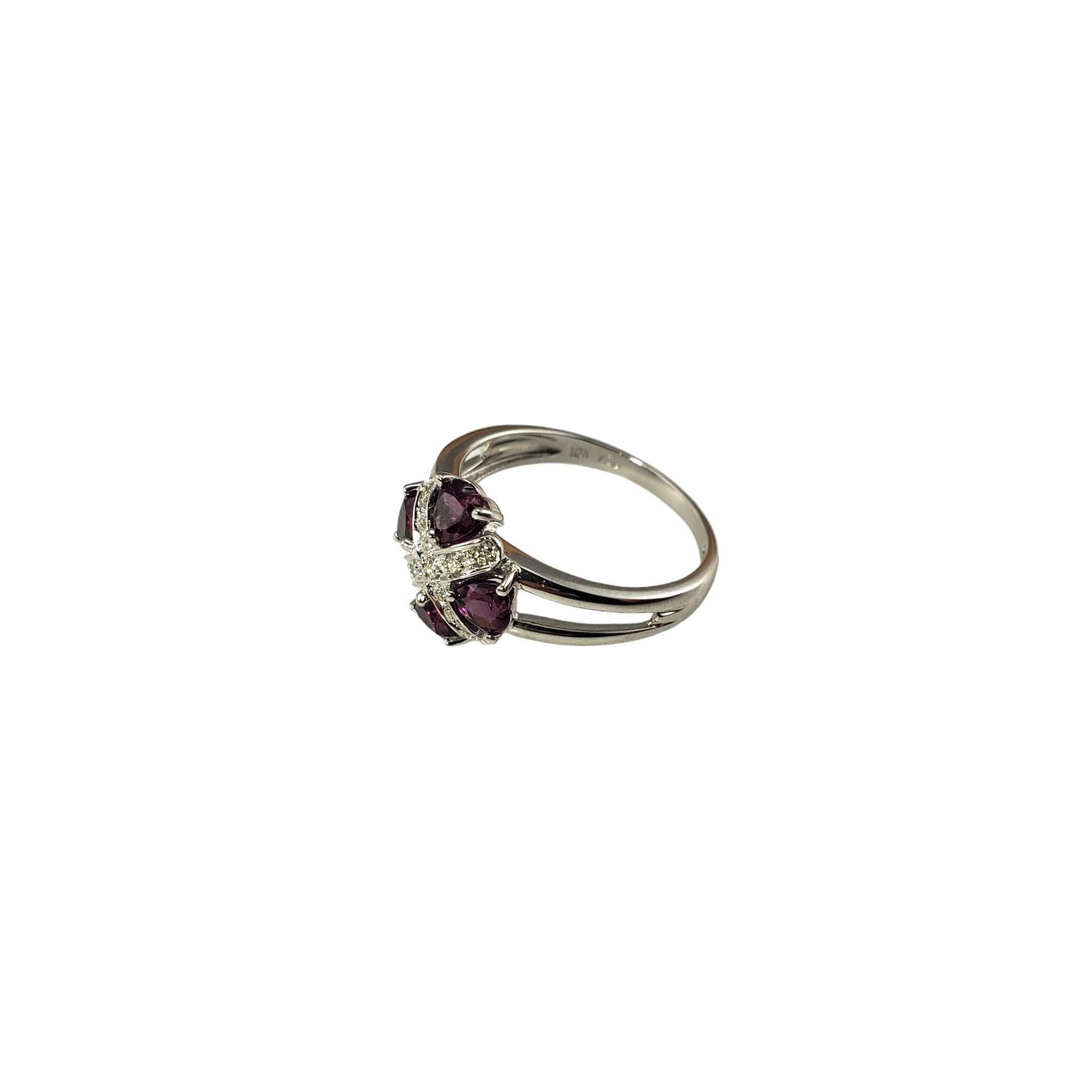 Heart Cut 18K White Gold Garnet and Diamond Ring Size 7  #16643 For Sale