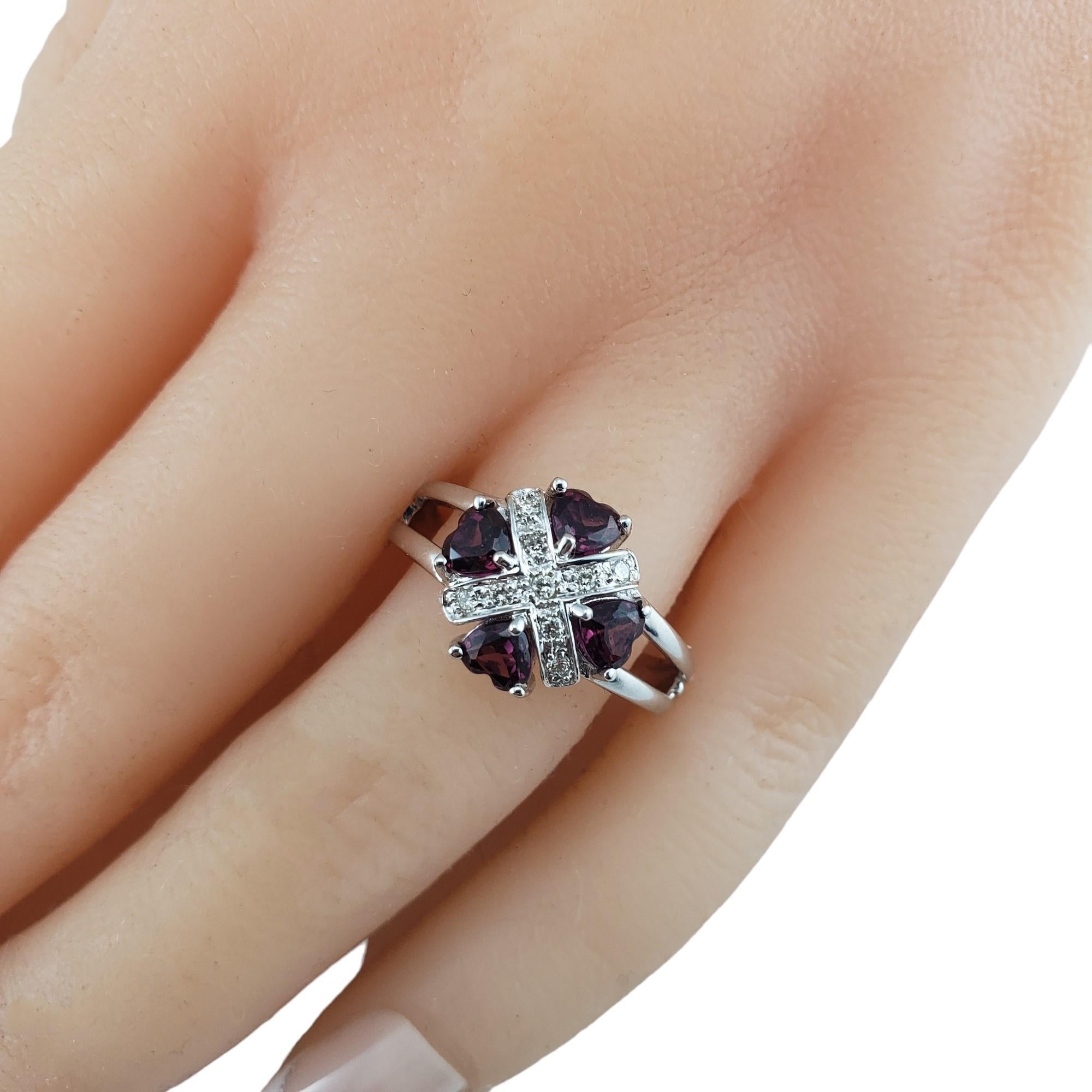 18K White Gold Garnet and Diamond Ring Size 7  #16643 For Sale 2