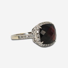 18K White Gold Garnet & Diamond Ring 7g