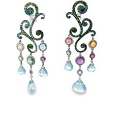 18K White Gold Gem Set and Diamond Chandelier Earring by Chopard