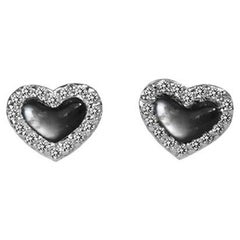 18K White Gold Gemstone Heart Stud Earrings Gemstone Option