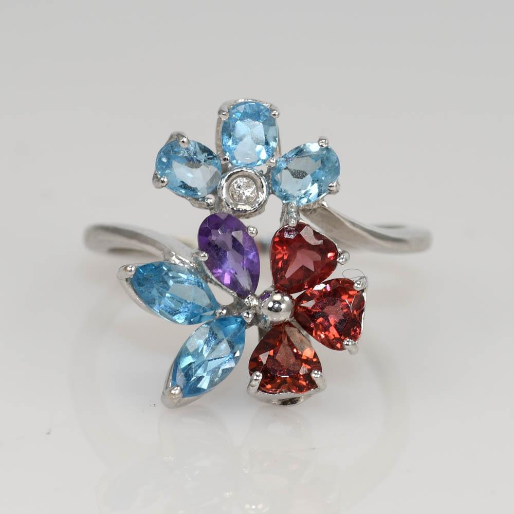 da uomo o donna Anello con pietra preziosa in oro bianco 18K 3,1g in vendita