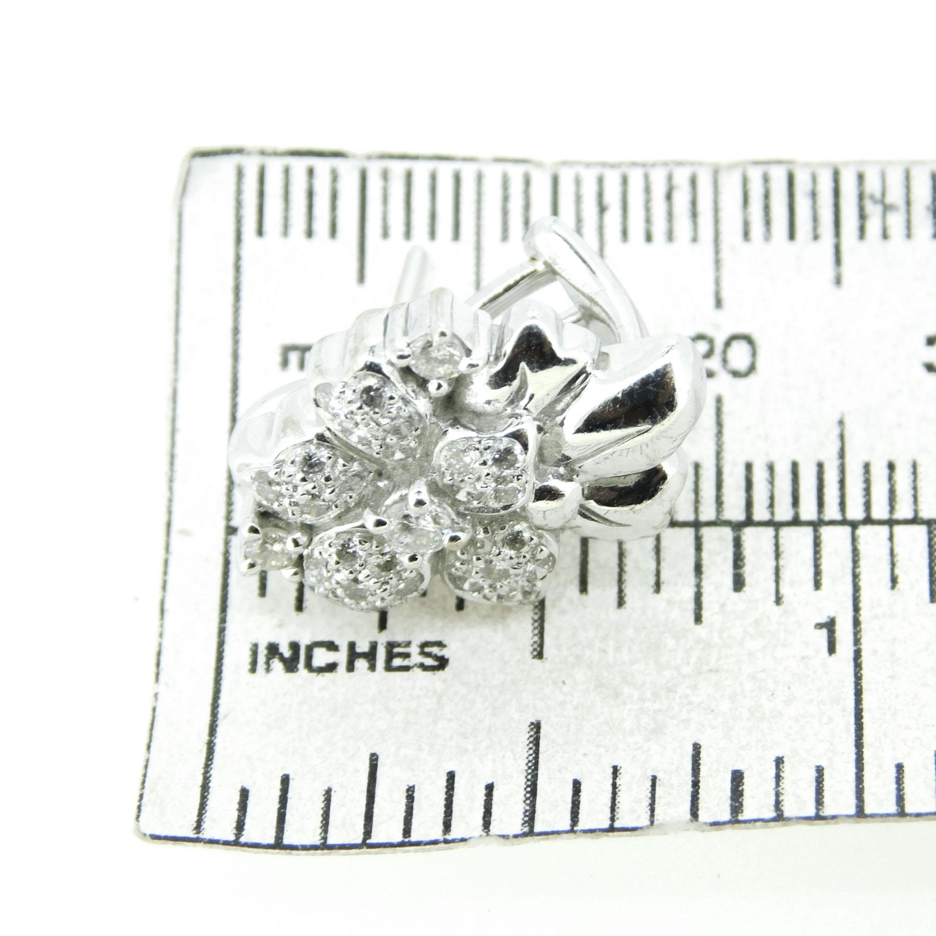 18k White Gold Genuine Natural Diamond Flower Earrings 1.2 Carats '#J1779' In Excellent Condition For Sale In Big Bend, WI