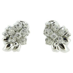 18k White Gold Genuine Natural Diamond Flower Earrings 1.2 Carats '#J1779'
