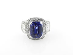 18k White Gold Genuine Tanzanite and Diamond Ring