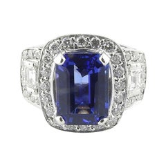 genuine tanzanite ring 18k White Gold Genuine Tanzanite and Diamond Ring