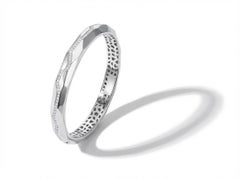 18K White Gold Geometric Bangle Bracelet with 0.49 Carat Brilliant-Cut Diamond