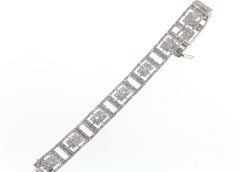 Bracciale con diamanti geometrici in oro bianco 18 carati 7,03 carati di diamanti rotondi e principeschi