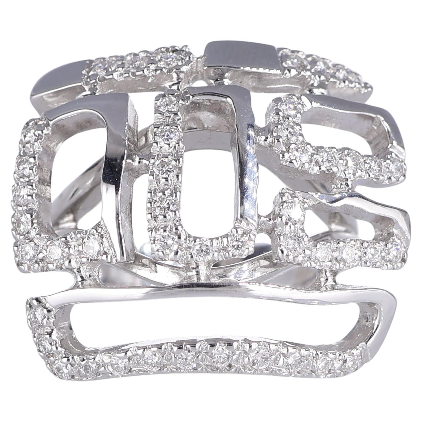 18K White Gold Geometric Diamond Ring