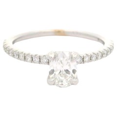 Anello di fidanzamento Petite Promise in oro bianco 18k GIA 0,60ctw con diamante ovale solitario