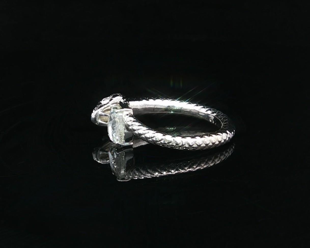 Anello con serpente strutturato in oro bianco 18k GIA 1,01ct Unique Rose Apple Shape Diamond in vendita 5