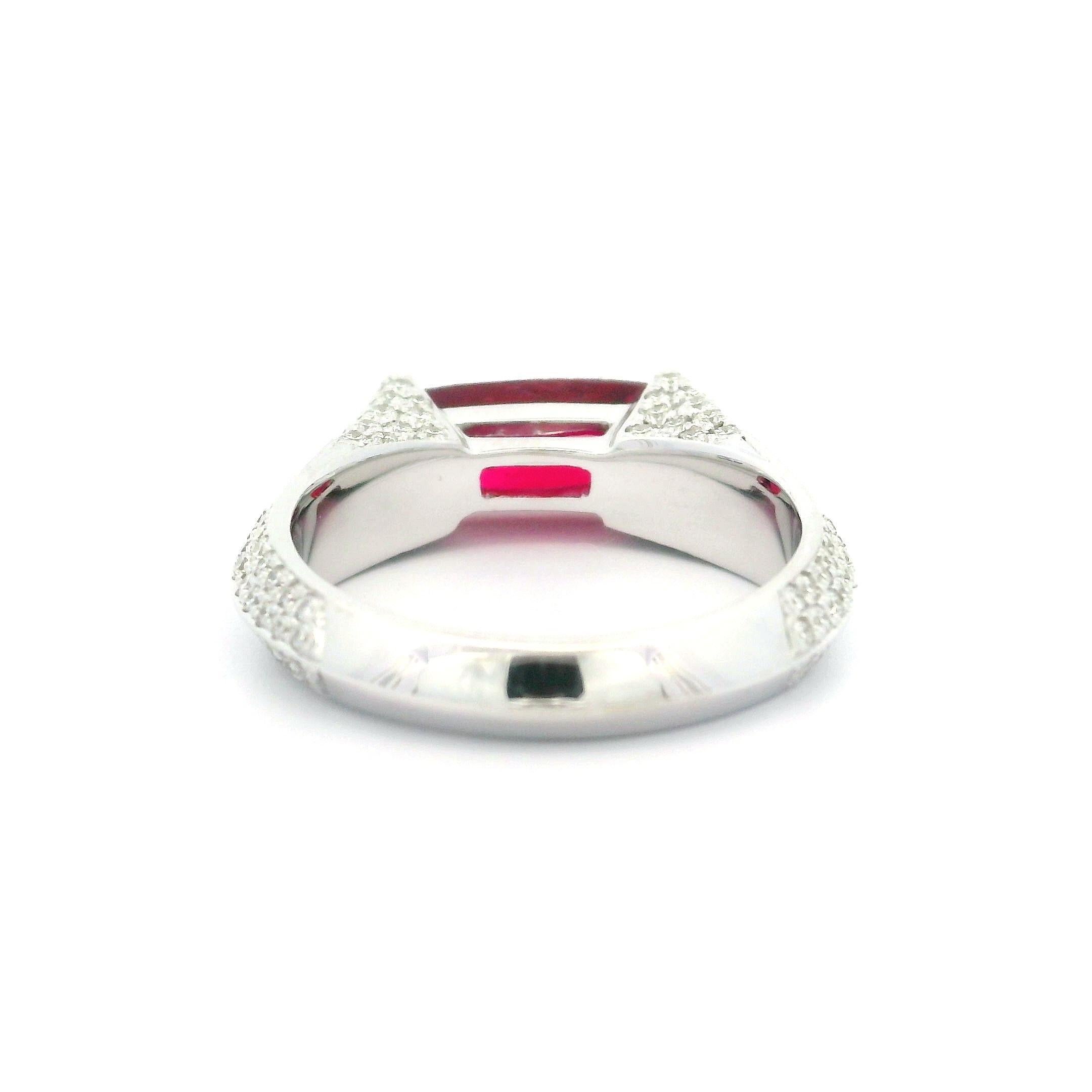 Bague en or blanc 18k GIA 2.04ctw Elongated No Heat Ruby Diamond Statement Band Ring en vente 5