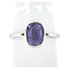18k White Gold GIA 2.13ctw NO HEAT Cushion Ceylon Purple Sapphire Solitaire Ring