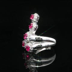 18k White Gold GIA 2.20ctw Round Burma Ruby & Diamond Halo Bypass Spray Ring