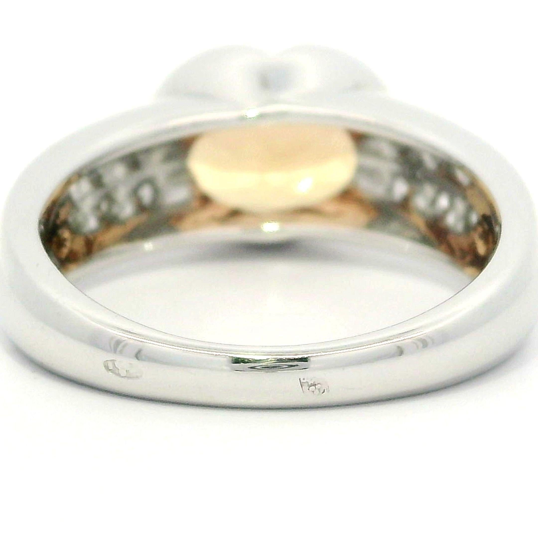 18k White Gold GIA 2.40ctw Oval Orange Precious Topaz & Diamond Band Ring For Sale 5