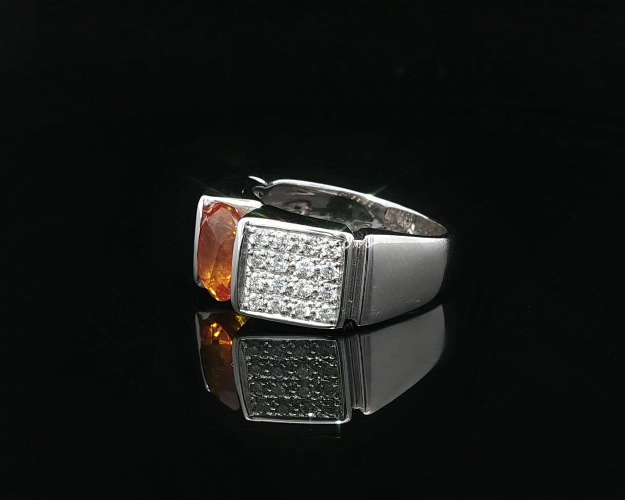 Anillo de oro blanco de 18 quilates con diamantes de zafiro de canal naranja brillante oval de 2,68 ctw GIA en venta 5