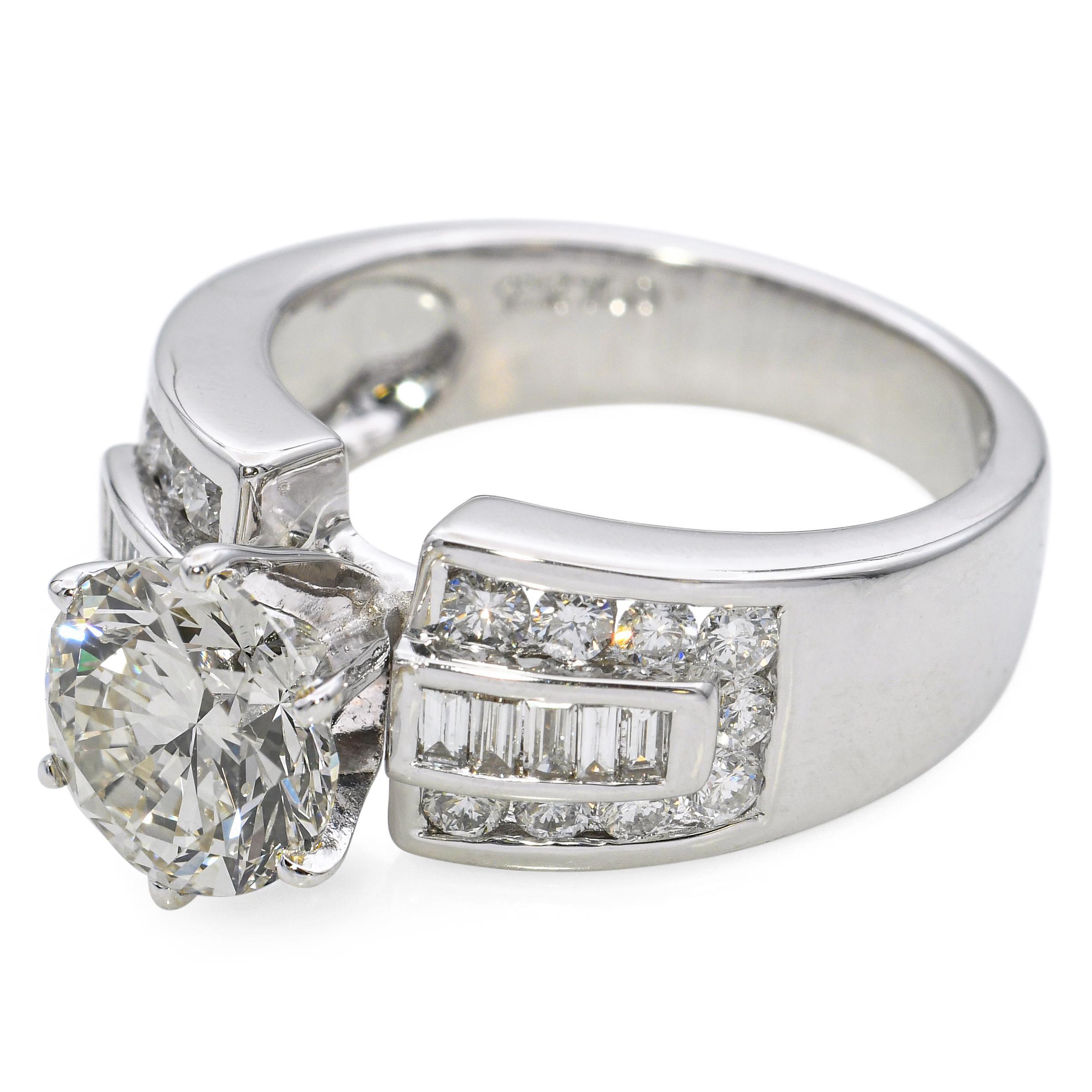 Women's 18k White Gold GIA 2.73tcw Diamond Engagement Ring GIA For Sale