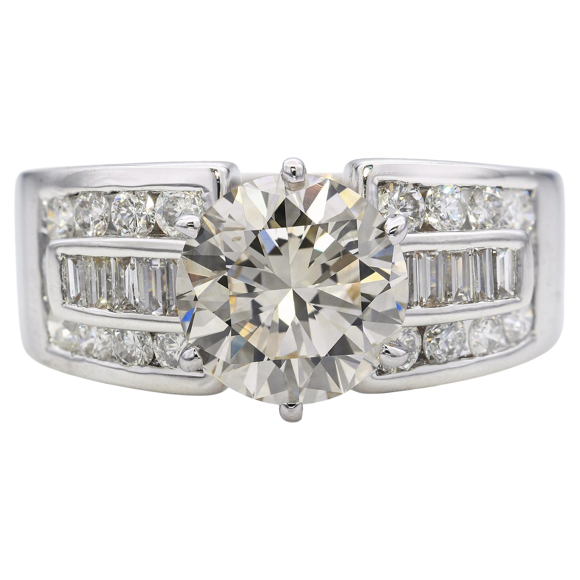 Anello di fidanzamento con diamante GIA in oro bianco 18k da 2,73tcw GIA