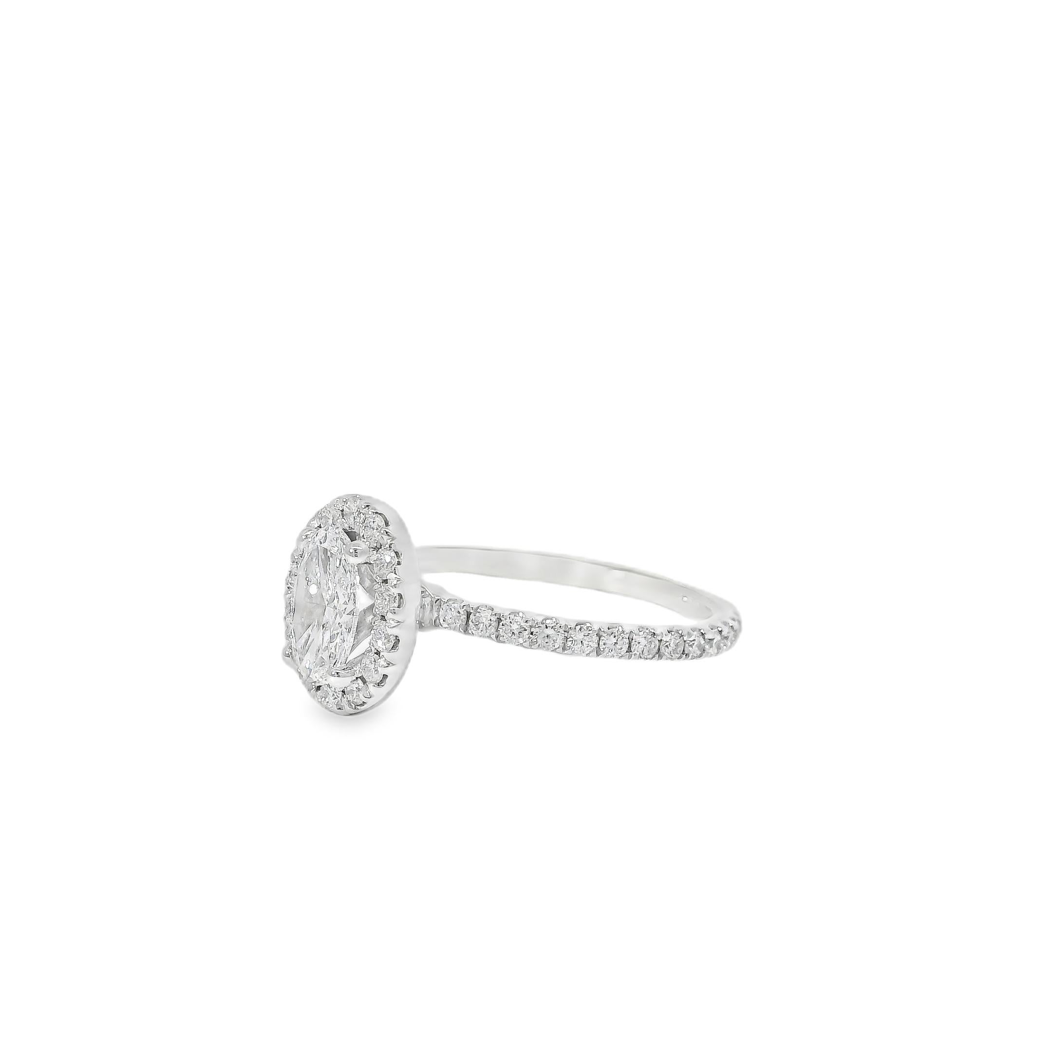 18k Weißgold GIA zertifiziert 0,70ct Oval Cut Diamond Verlobungsring im Zustand „Hervorragend“ im Angebot in Boca Raton, FL
