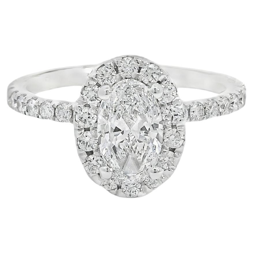 Anello di fidanzamento con diamante taglio ovale in oro bianco 18k certificato GIA da 0,70 carati