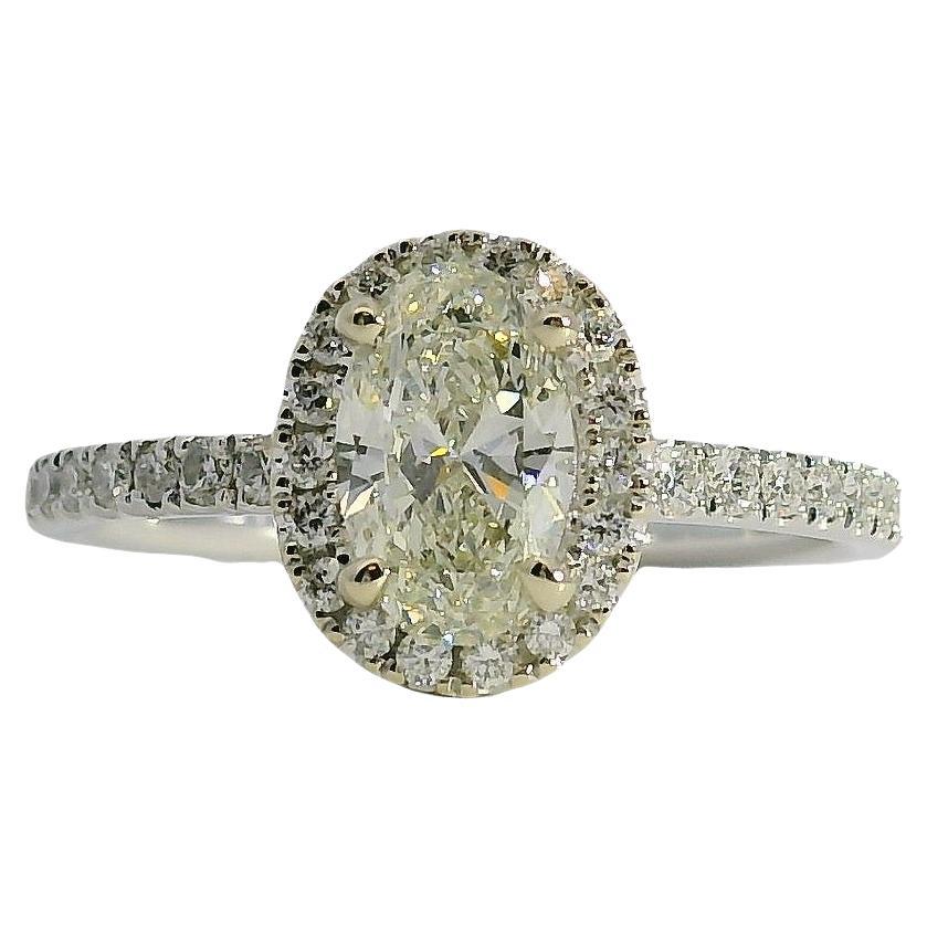 18k Weißgold GIA zertifiziert 0,71ct Oval Cut Diamond Verlobungsring