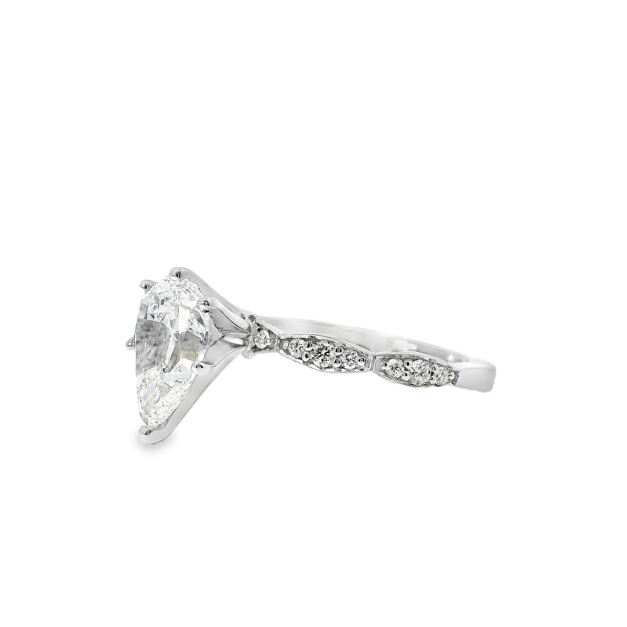 Bague de fiançailles en or blanc 18k certifiée GIA 1,71ct diamant taille poire Neuf - En vente à Boca Raton, FL