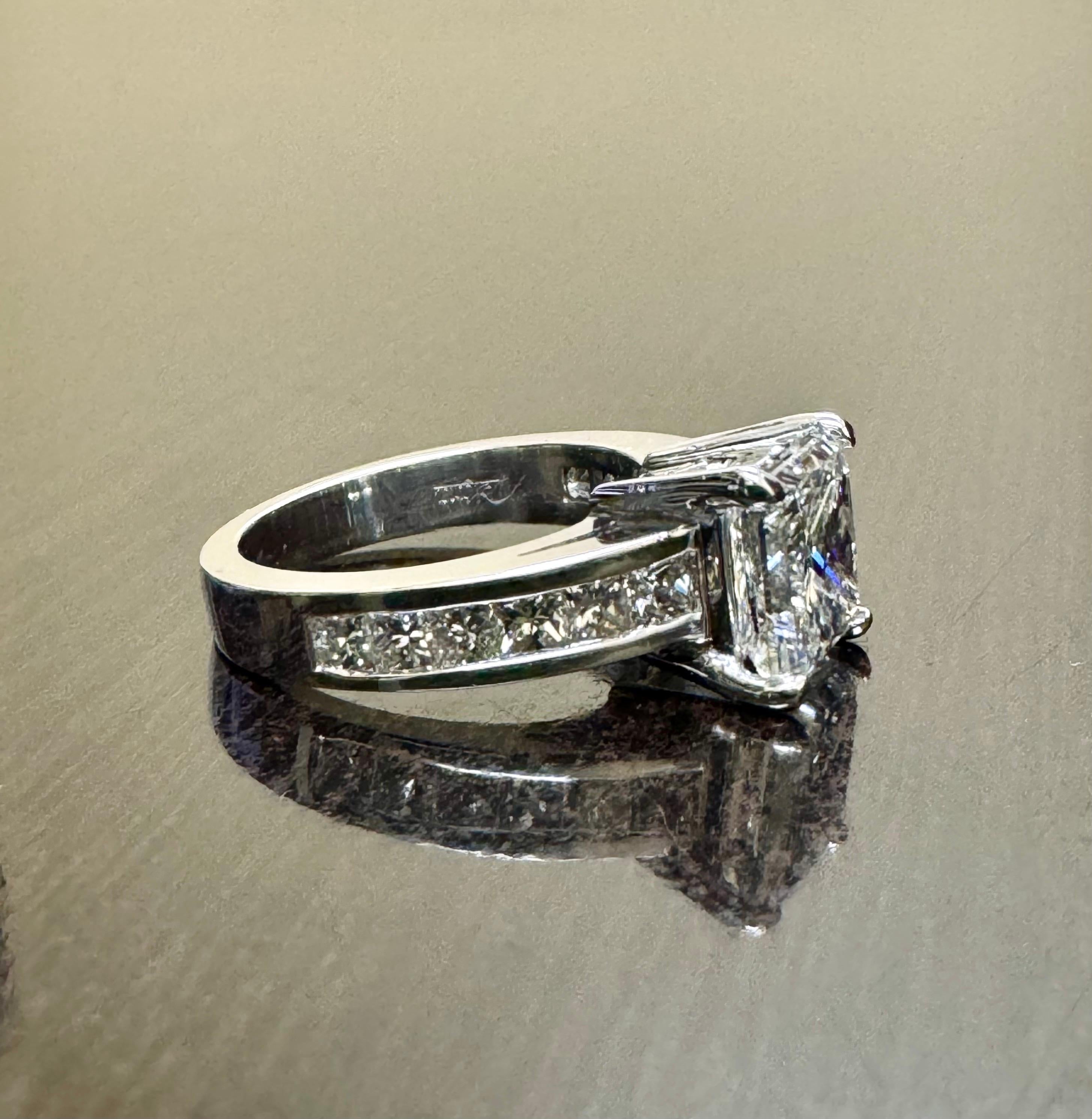 18K White Gold GIA Certified 4.17 G Color Princess Cut Diamond Engagement Ring For Sale 5