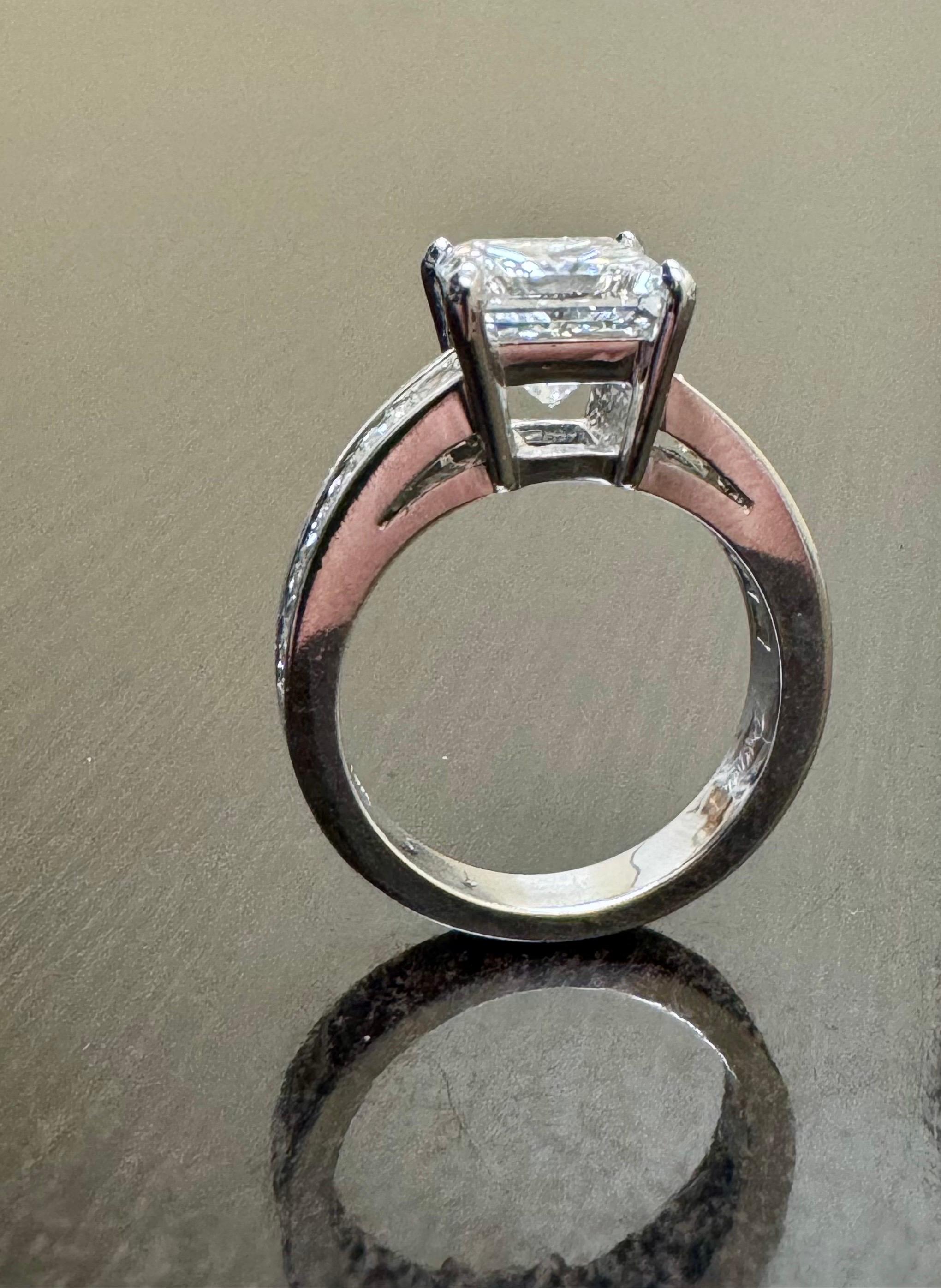 18K White Gold GIA Certified 4.17 G Color Princess Cut Diamond Engagement Ring For Sale 6