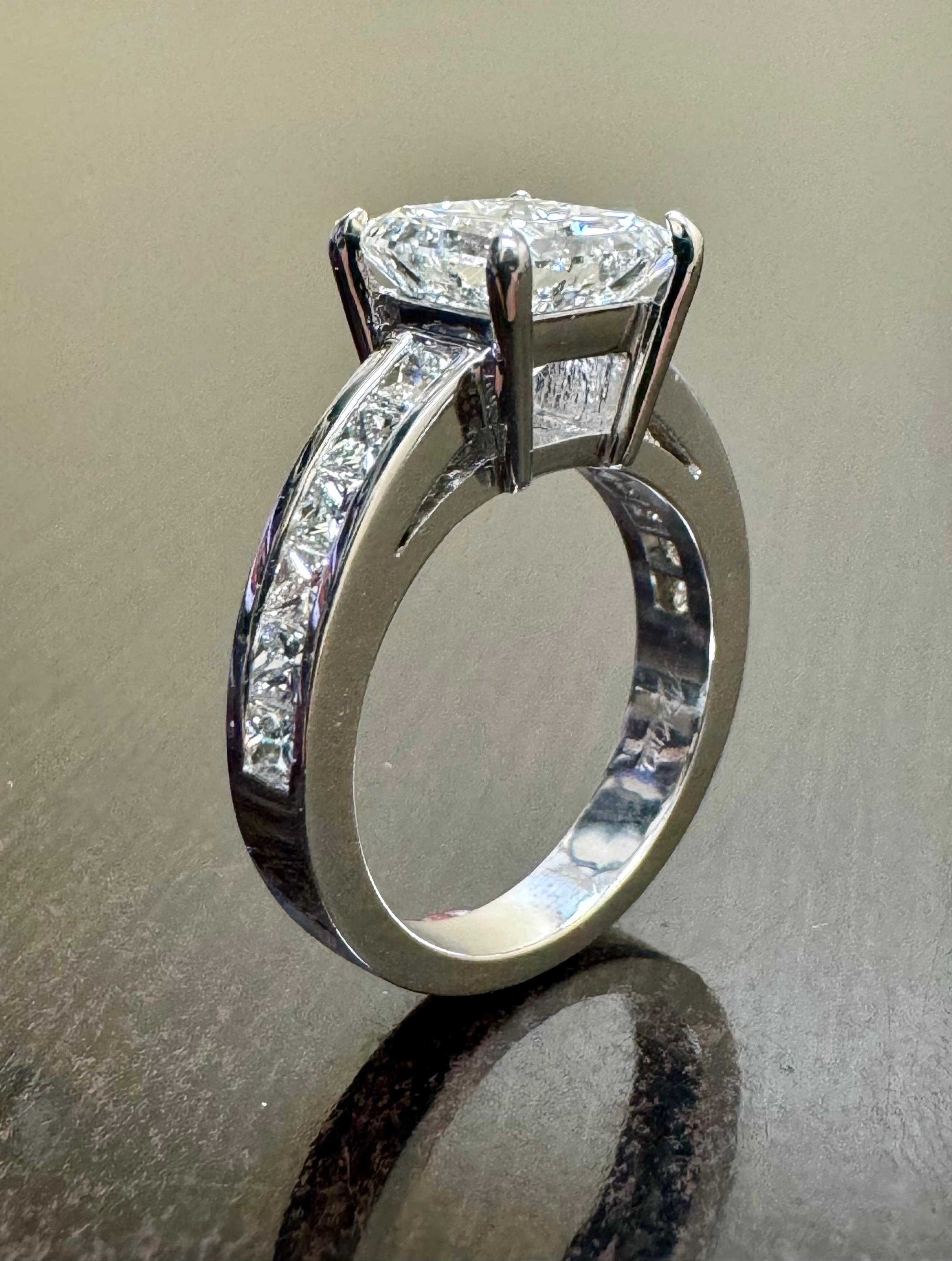 18K White Gold GIA Certified 4.17 G Color Princess Cut Diamond Engagement Ring For Sale 8