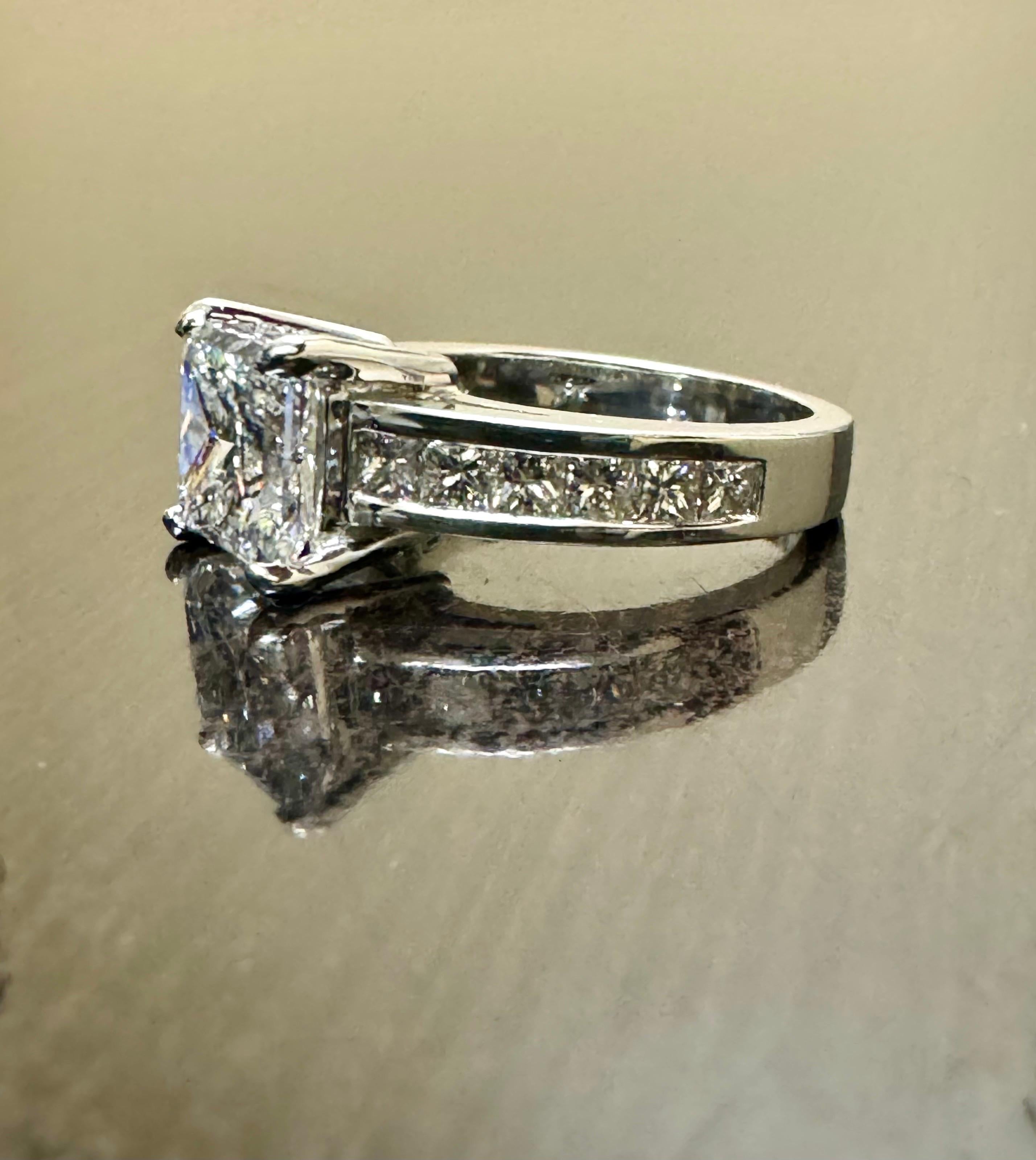 18K White Gold GIA Certified 4.17 G Color Princess Cut Diamond Engagement Ring For Sale 10