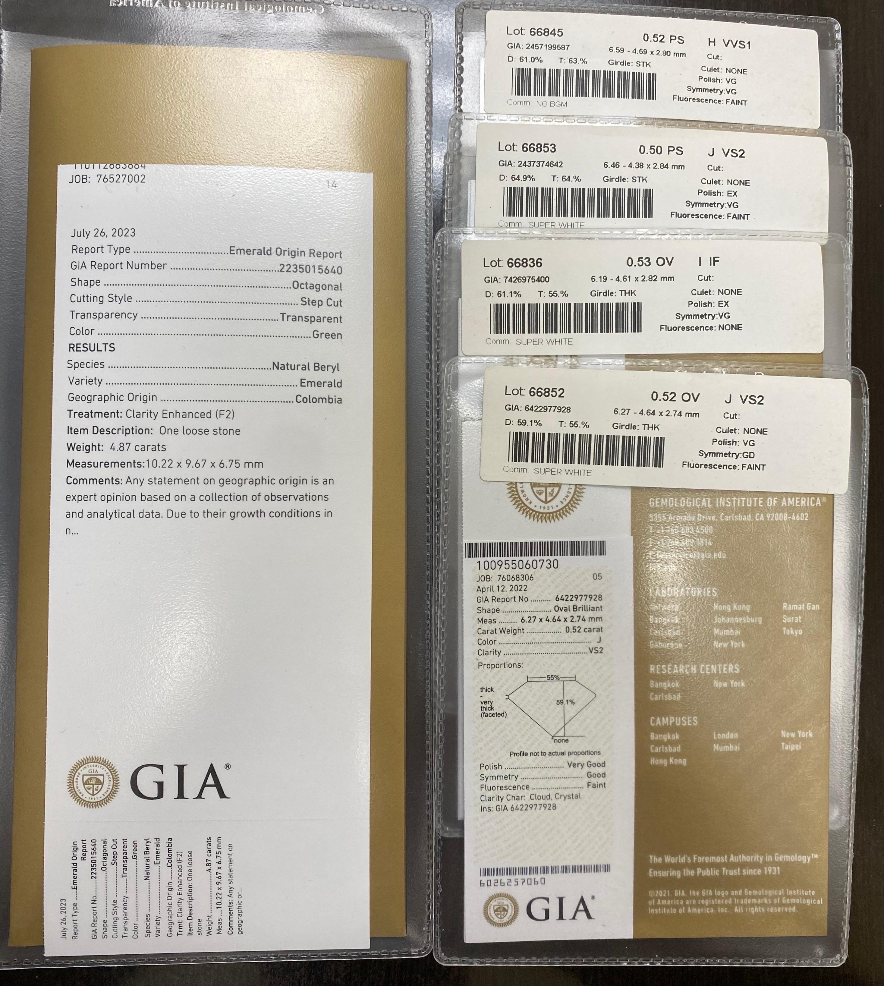 18 Karat Weißgold GIA zertifizierter 4,87 Karat kolumbianischer Smaragd-Diamant-Ring im Angebot 8