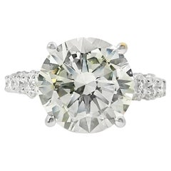 Anillo de compromiso de oro blanco de 18 quilates con diamante de talla redonda certificado por el GIA de 5,07 ctw