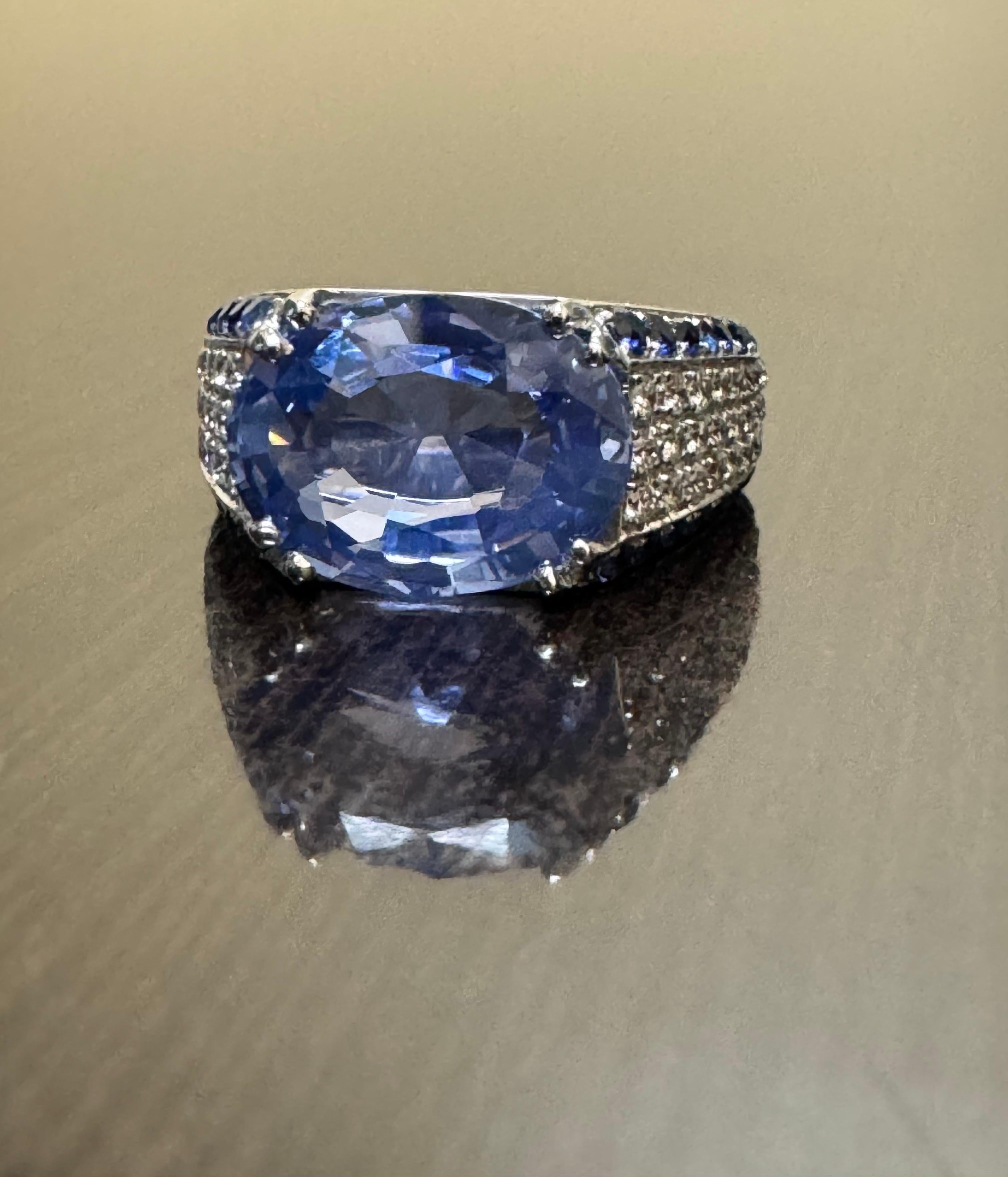 Bague Est-Ouest en or blanc 18 carats certifiée GIA, saphir bleu de 7,31 carats, sans chaleur Pour femmes en vente