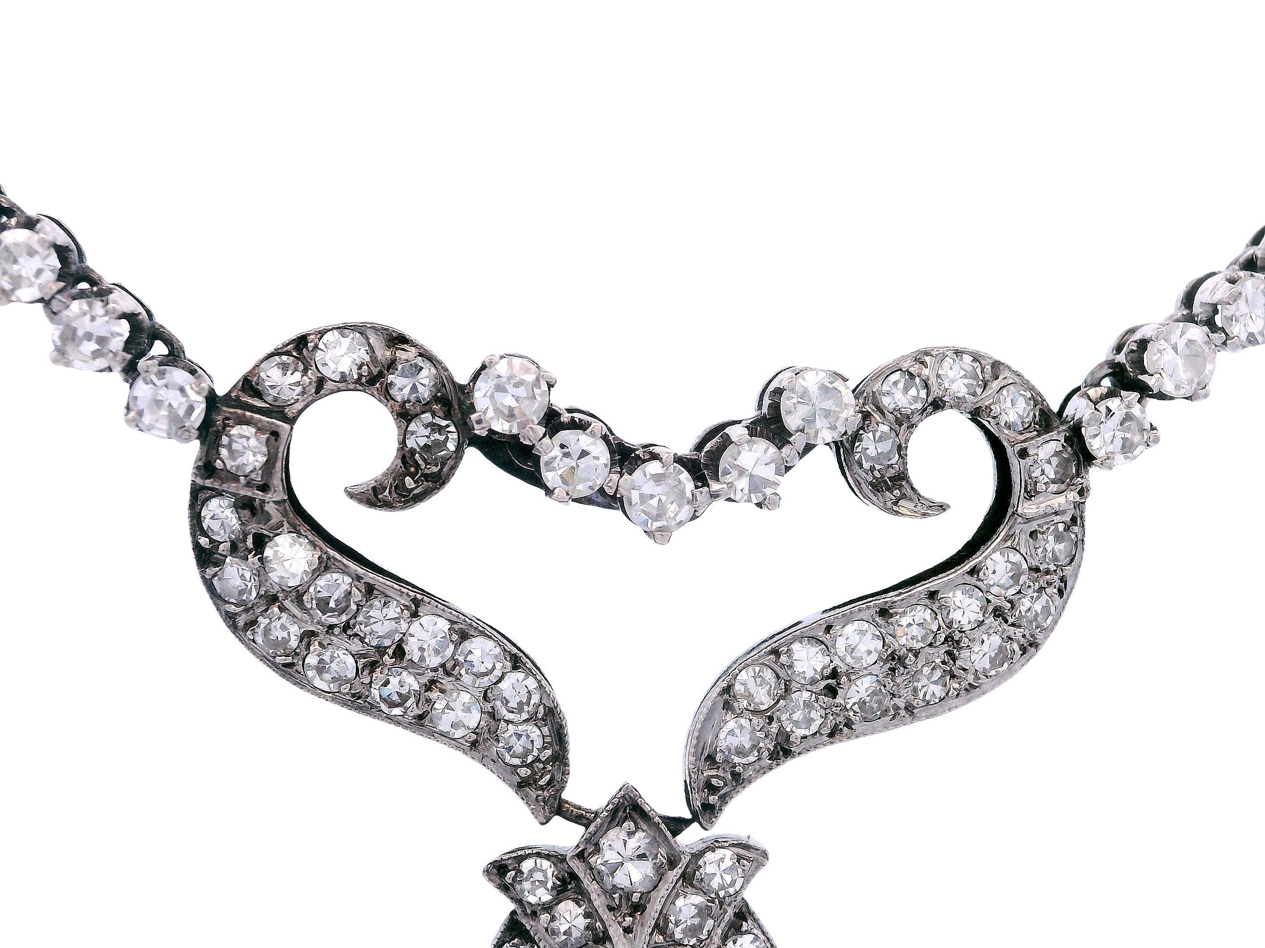 18K White Gold GIA Certified Colombian Emerald & Diamond Necklace For Sale 1