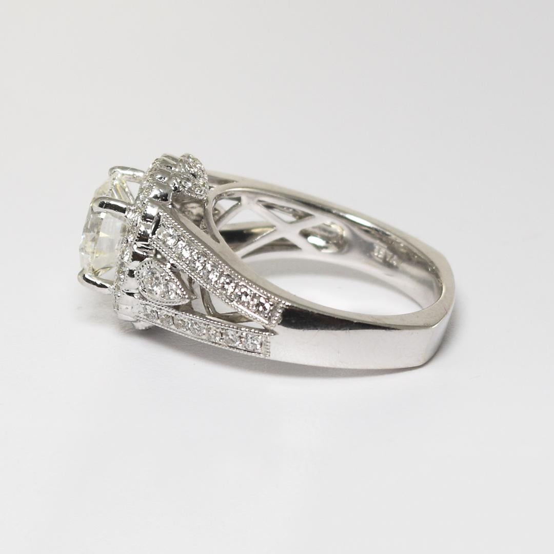 Women's or Men's 18K White Gold GIA Certified Diamond Engagement Ring 2.61ct For Sale