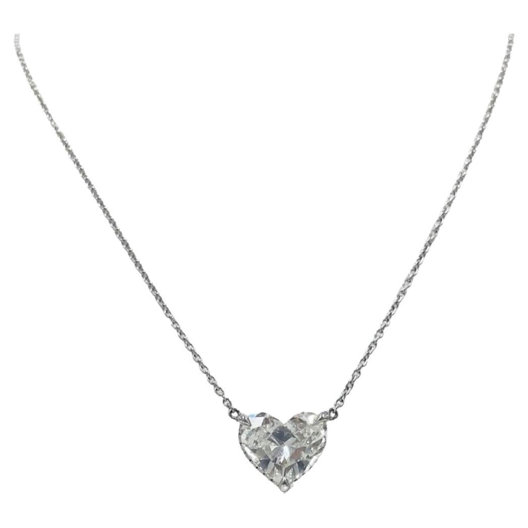18k White Gold GIA Certified Heart Shaped Diamond Necklace with Hidden Pave Halo For Sale
