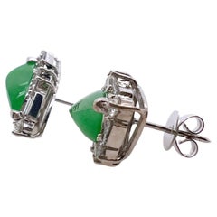 18k White Gold Jadeite Earrings with Diamonds GIA Certified