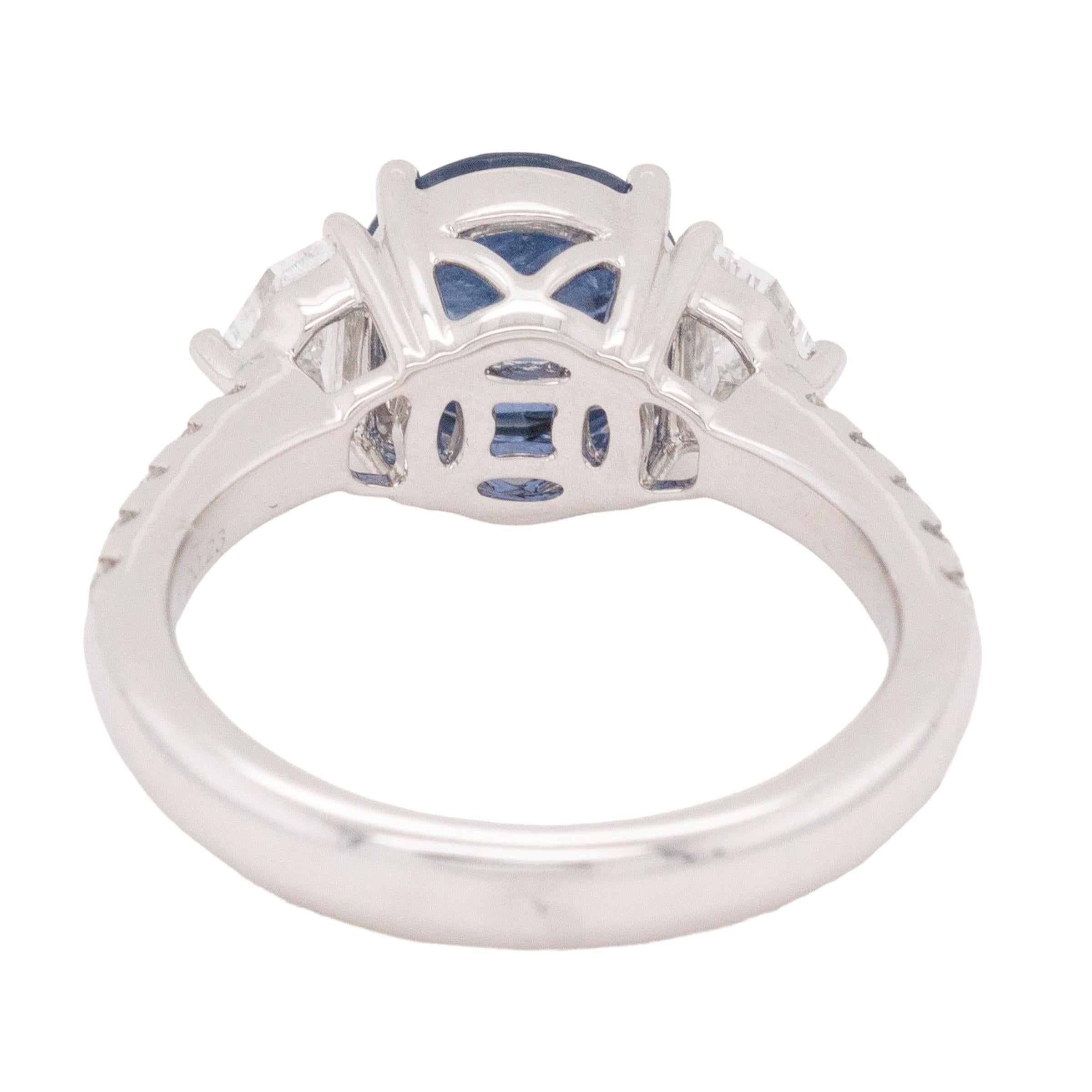 GIA Certified Natural Diamond and Heated Sapphire Ring In New Condition In Boca Raton, FL