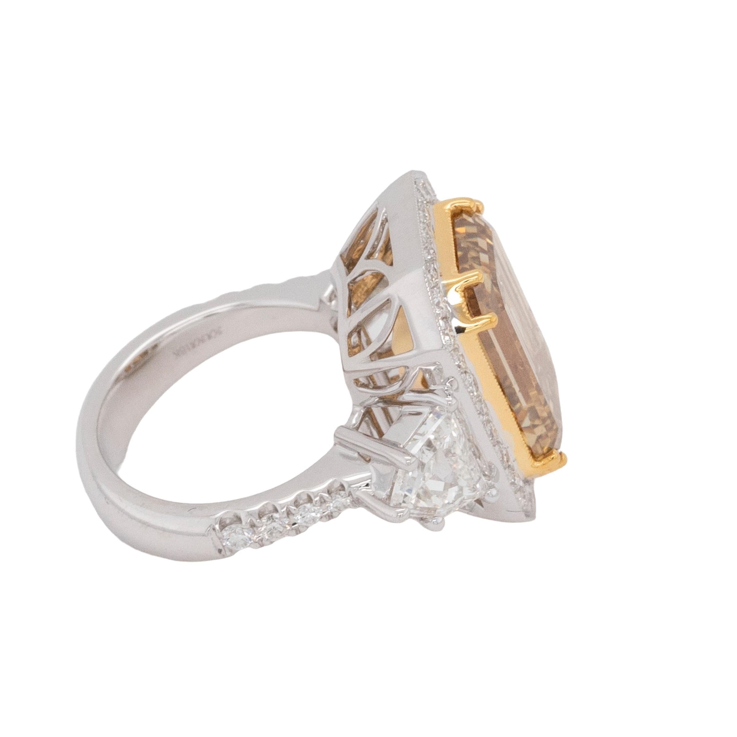 18k Weißgold GIA zertifiziert natürliche Fancy Gelb-Braun Diamant Ring für Damen oder Herren