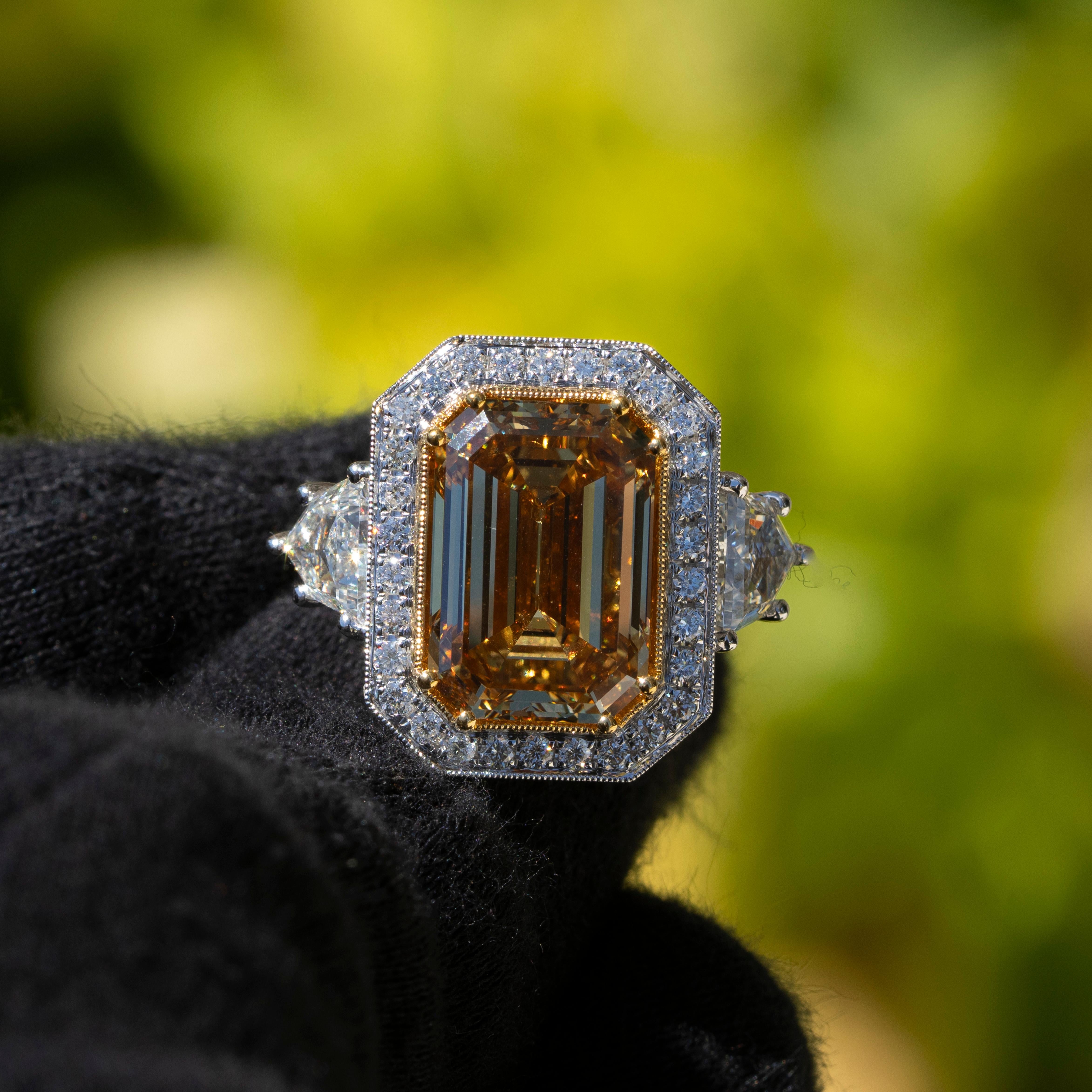 18k Weißgold GIA zertifiziert natürliche Fancy Gelb-Braun Diamant Ring 2