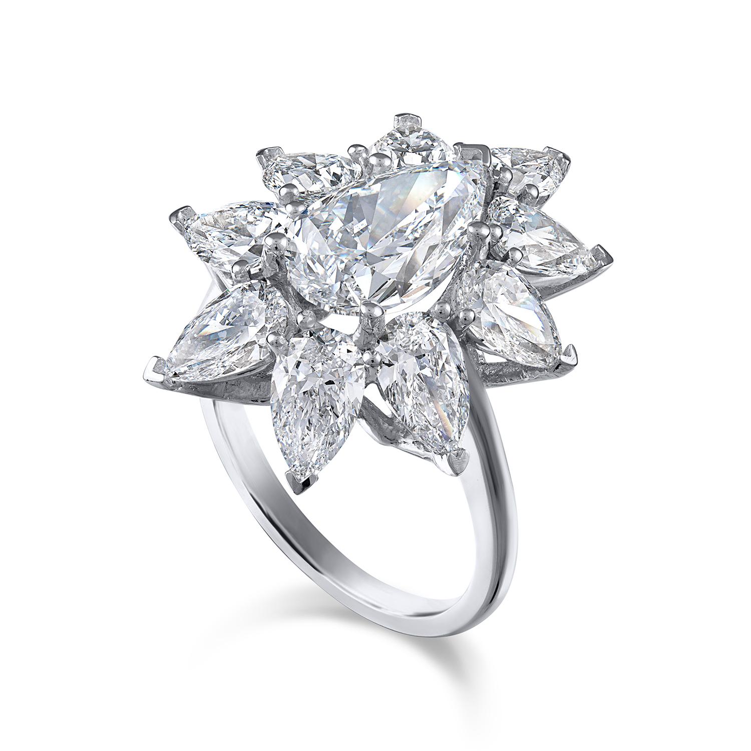 GIA Certified Natural Flawless Brilliant Pear Diamond Ring 1