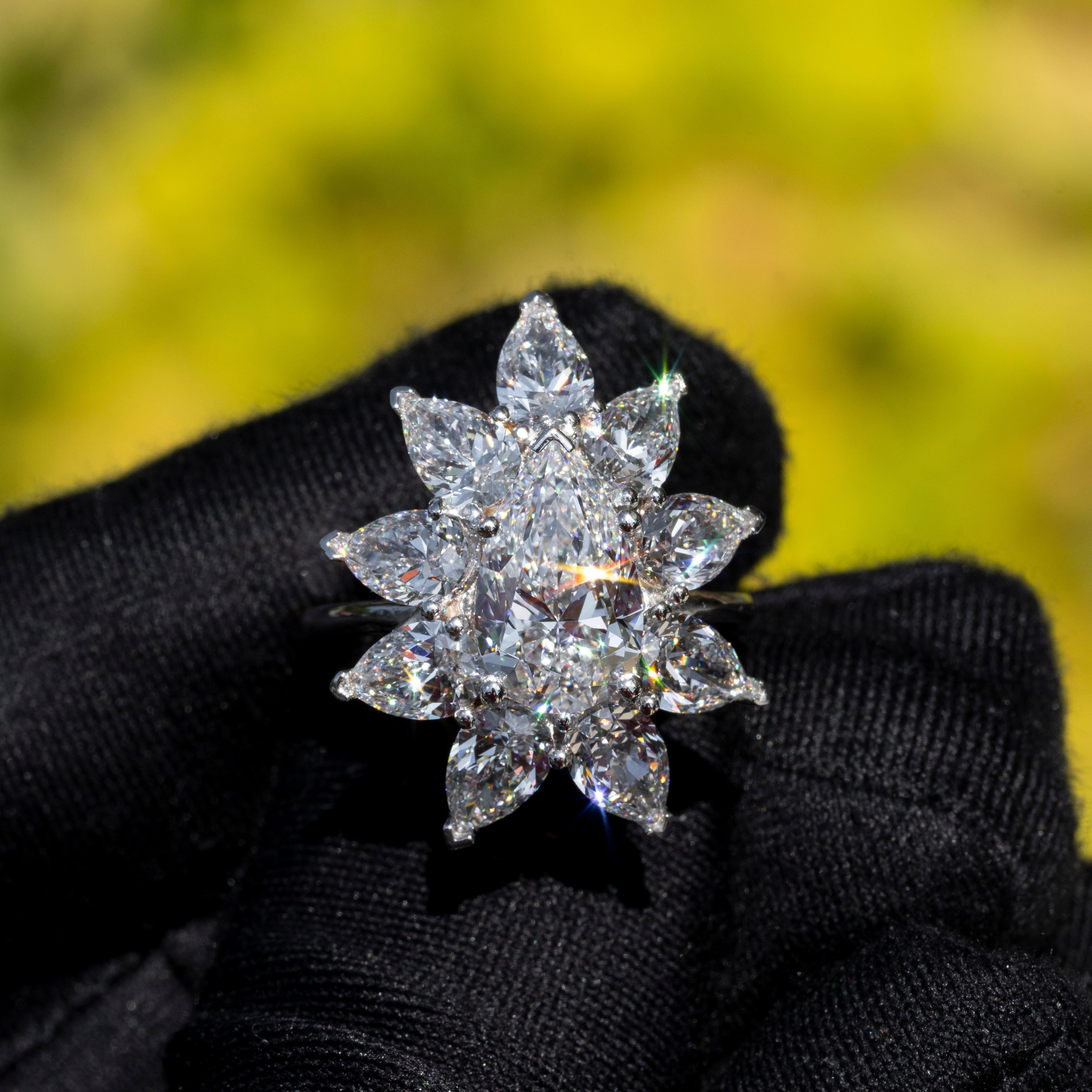 Pear Cut GIA Certified Natural Flawless Brilliant Pear Diamond Ring