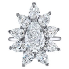 GIA Certified Natural Flawless Brilliant Pear Diamond Ring