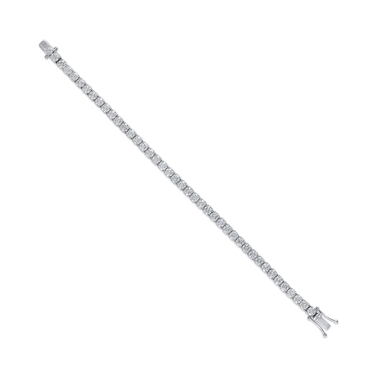 Women's or Men's 18k White Gold GIA Certified Natural Internally Flawless Diamond Tennis Bracelet