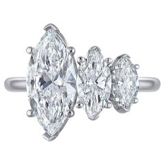 GIA Certified Natural Three Stone Diamond Ring