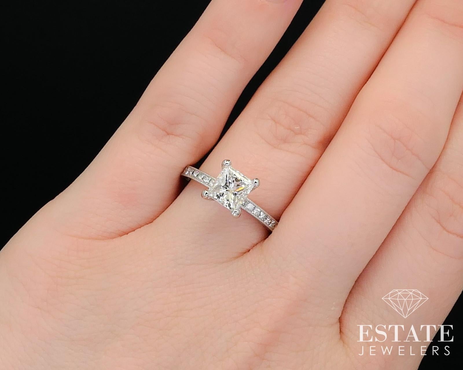 Women's or Men's 18k White Gold GIA Princess 1.20ct Diamond Tacori Engagement Ring 4.4g i13797 For Sale