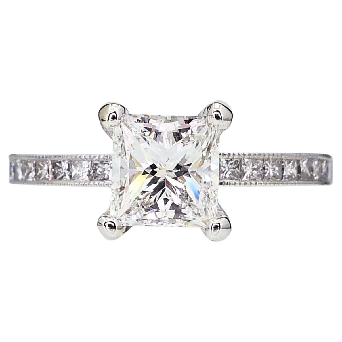 18k White Gold GIA Princess 1.20ct Diamond Tacori Engagement Ring 4.4g i13797 For Sale