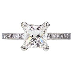 Or blanc 18k GIA Princesse 1.20ct Diamant Bague de fiançailles Tacori 4.4g i13797