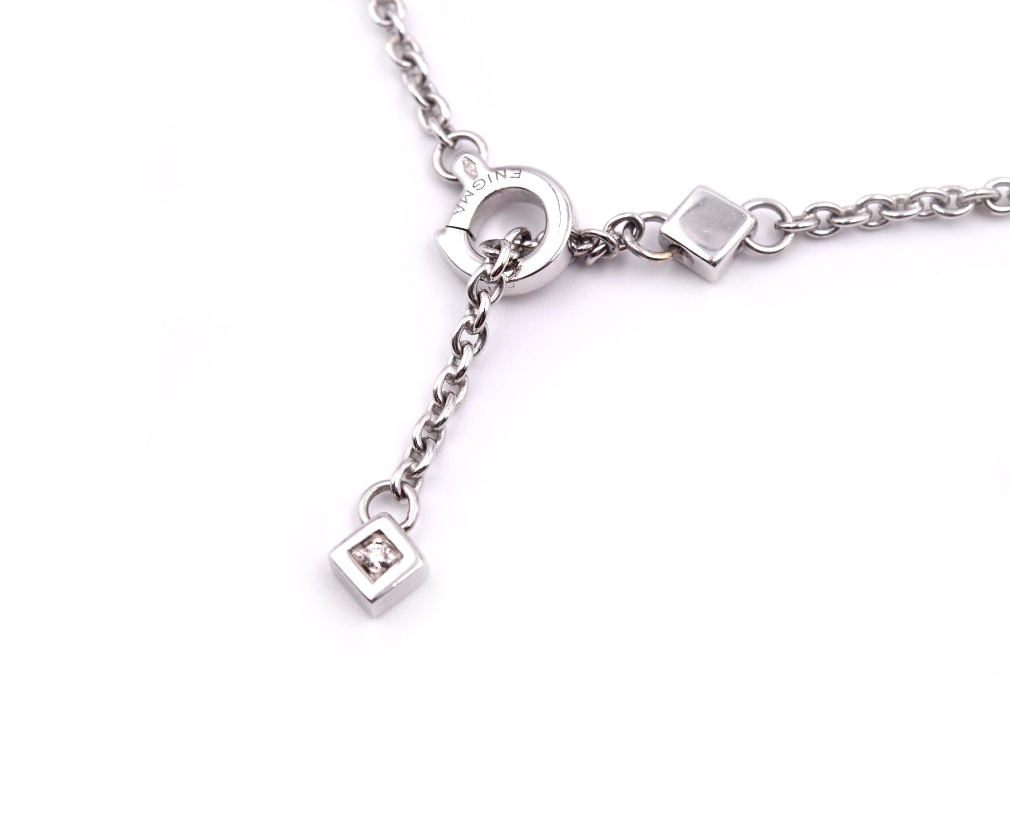 Round Cut 18 Karat White Gold Gianni Bulgari “Enigma” Pave Diamond Lip Necklace